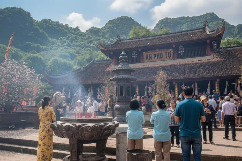 Hàng năm rất đông người dân đến lễ chùa, vãn cảnh tại chùa Hương